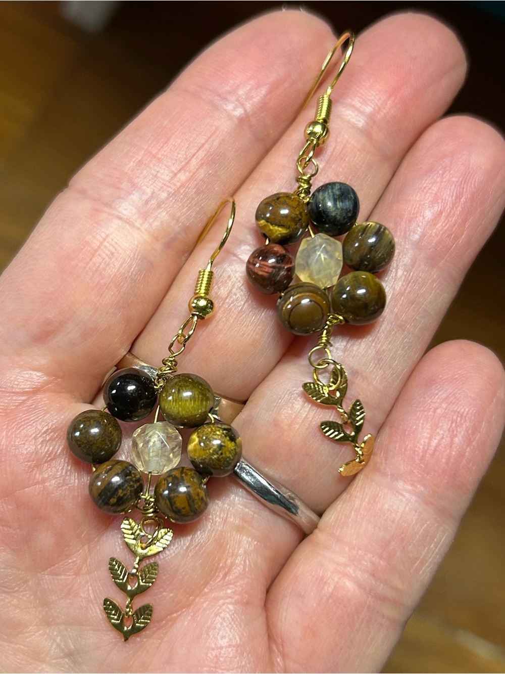 3/$25 Tiger's Eye Flower Drop Earrings